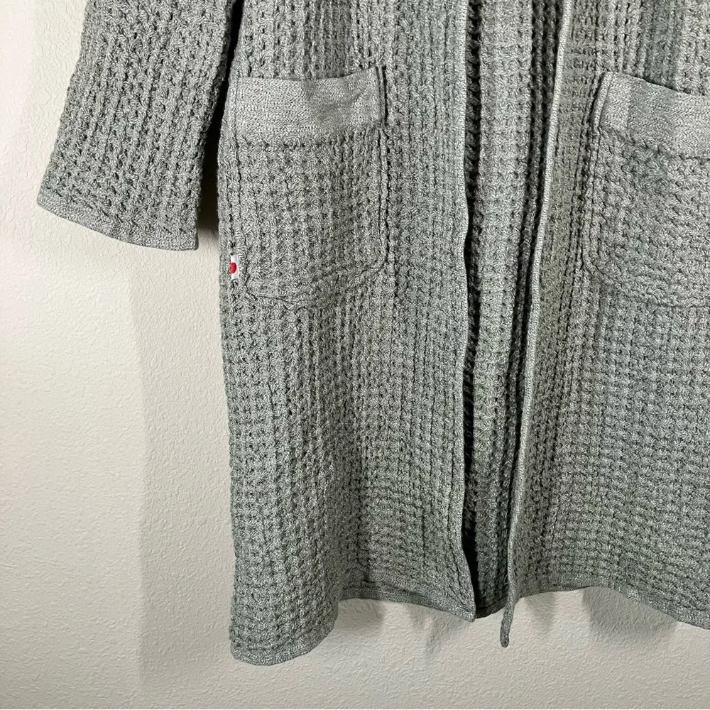 ONSEN Supima Waffle Knit Bath Robe S Unisex Hood Pockets NO BELT Gray Loungewear